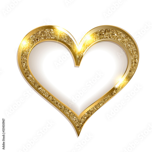 gold frame heart on a white background