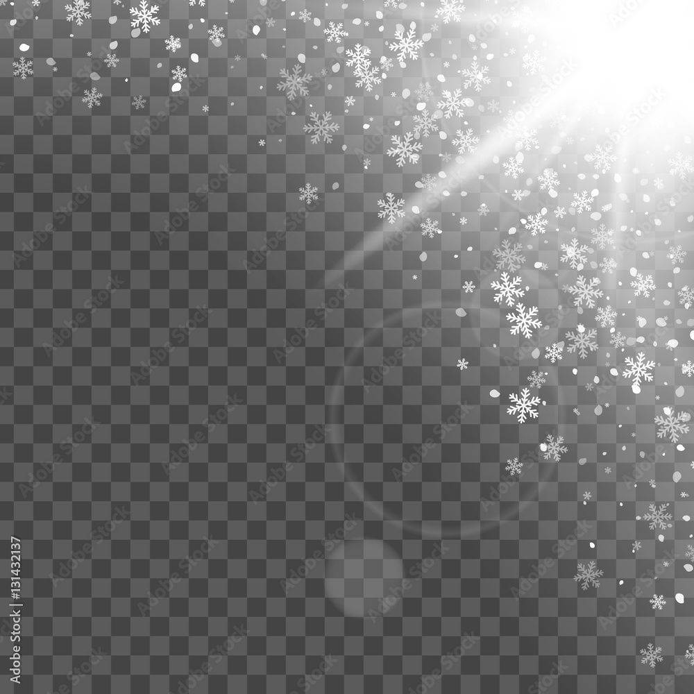 Abstract creative christmas falling snow isolated on background. Vector illustration clipart art for Xmas holiday decoration. Concept idea design element. Realistic snowflake. Winter frost effect Abstract creative christmas falling snow isolated on background. Vector illustration clipart art for Xmas holiday decoration. Concept idea design element. Realistic snowflake. Winter frost effect