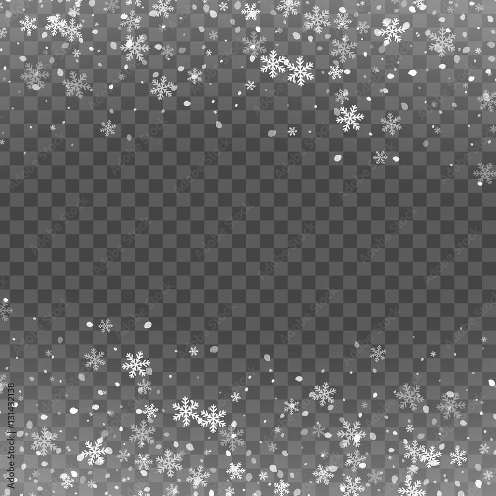 Abstract creative christmas falling snow isolated on background. Vector illustration clipart art for Xmas holiday decoration. Concept idea design element. Realistic snowflake. Winter frost effect Abstract creative christmas falling snow isolated on background. Vector illustration clipart art for Xmas holiday decoration. Concept idea design element. Realistic snowflake. Winter frost effect