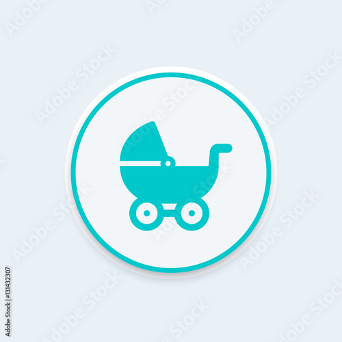 baby carriage icon, pram symbol, vector illustration