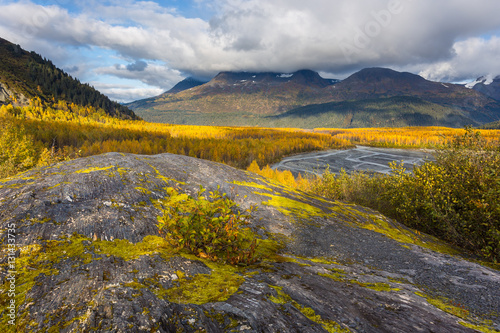 Fall in Alaska. Kenai Fjords National Park. Close to port of Seward and Exit Glacier.