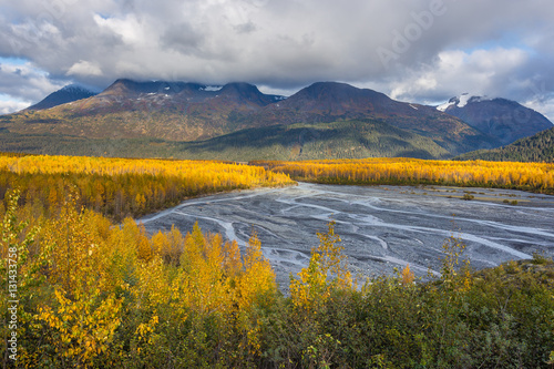 Fototapeta Naklejka Na Ścianę i Meble -  Fall in Alaska. Kenai Fjords National Park. Close to port of Seward and Exit Glacier.