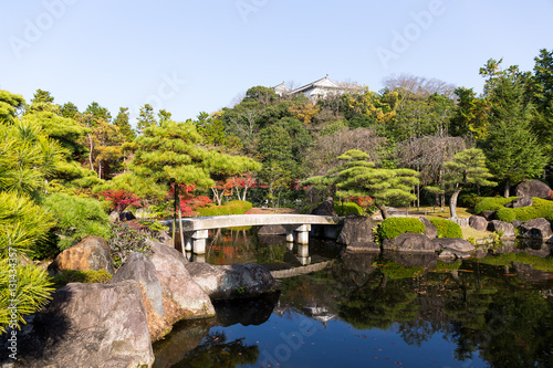 Traditional Kokoen Garden in Himeji city of Japan