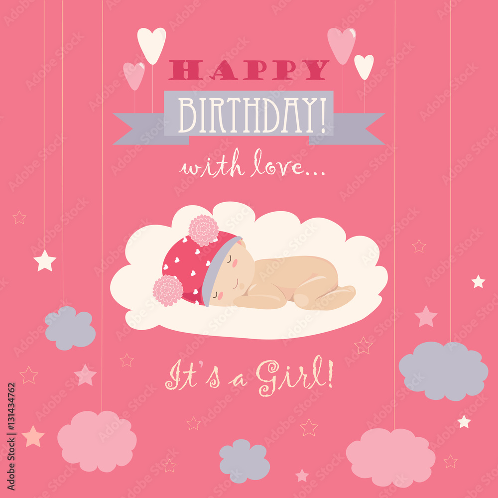 Baby theme. It s a girl card Baby theme. It s a girl card