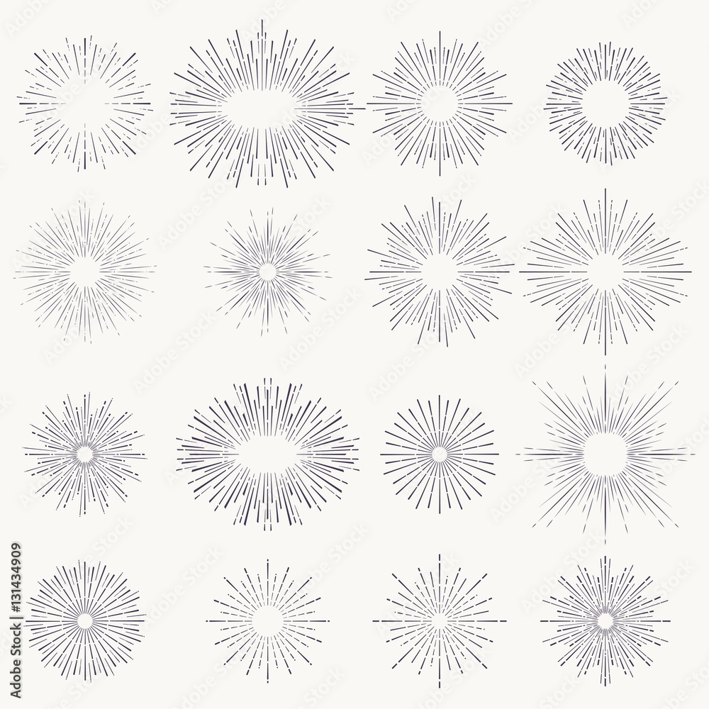 Sunburst shapes set. abstract sunshine line. Sunburst shapes set. abstract sunshine line.