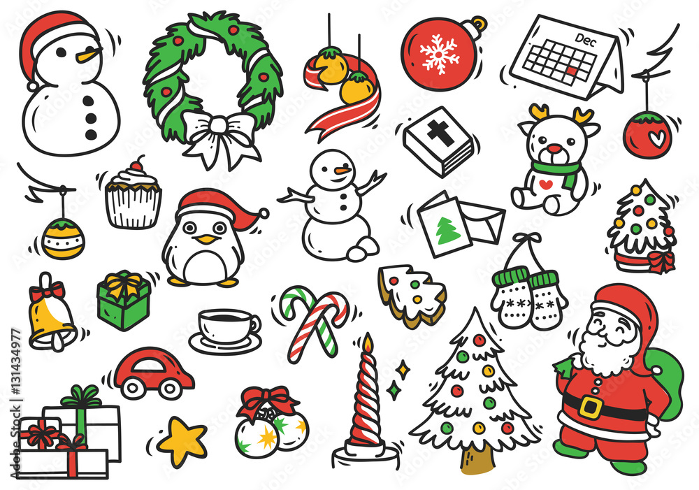 Set of Christmas doodle element Set of Christmas doodle element