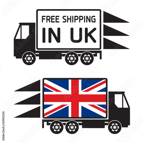 Delivery truck and text Free Shipping in United Kingdom