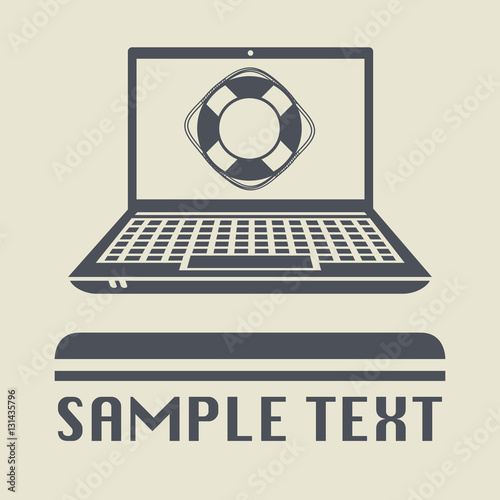 Laptop or notebook computer with Lifebuoy icon or sign