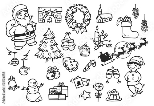 Set of Christmas doodle element