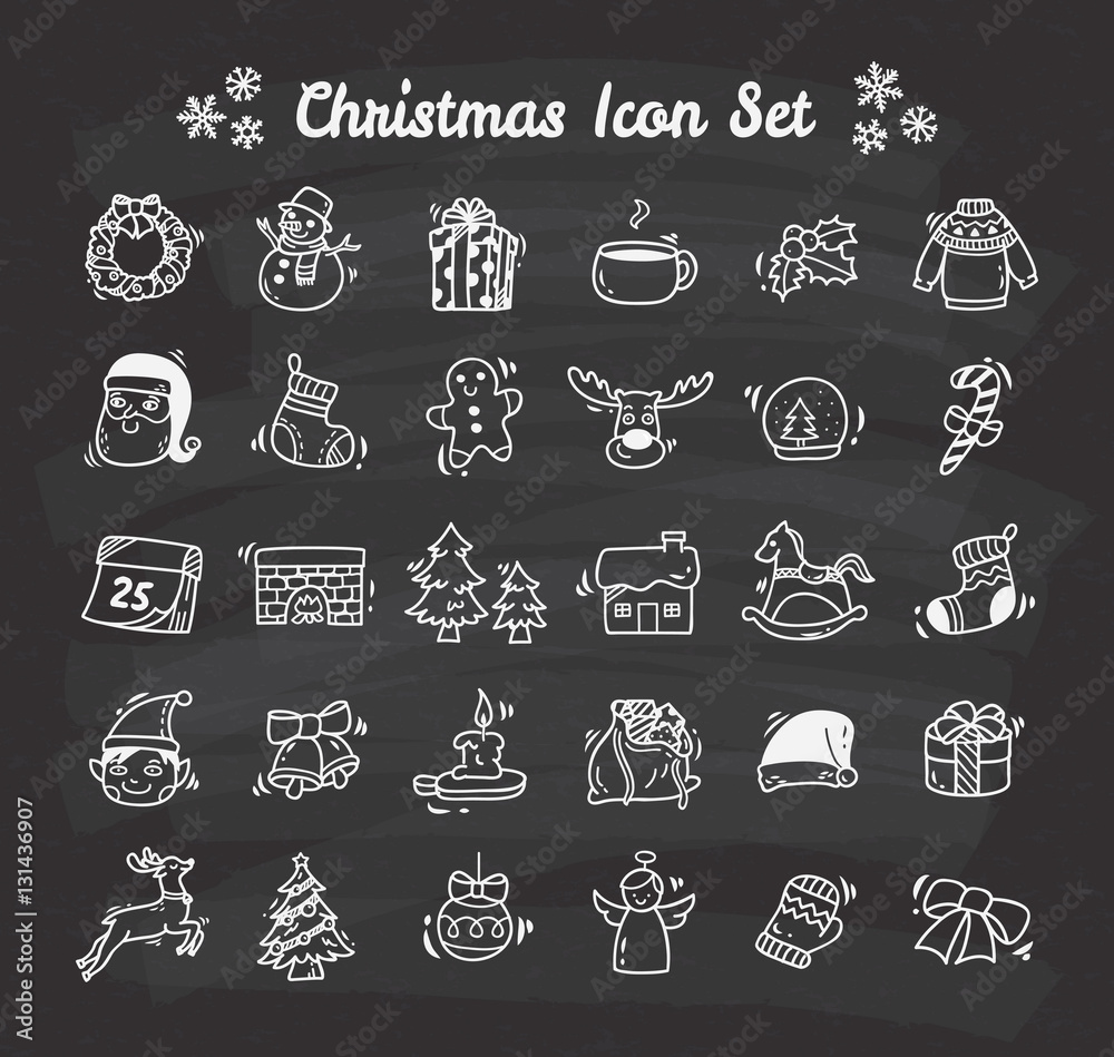 Set of Christmas icon doodle