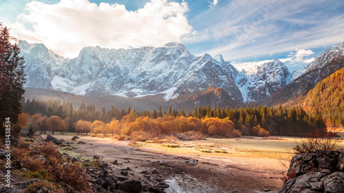 autumn sunrise at the alpine lake