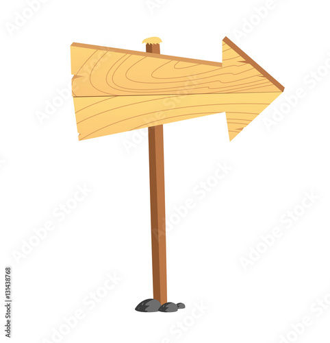Cartoon wooden signboard isolated on white background