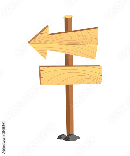 Cartoon wooden signboard isolated on white background