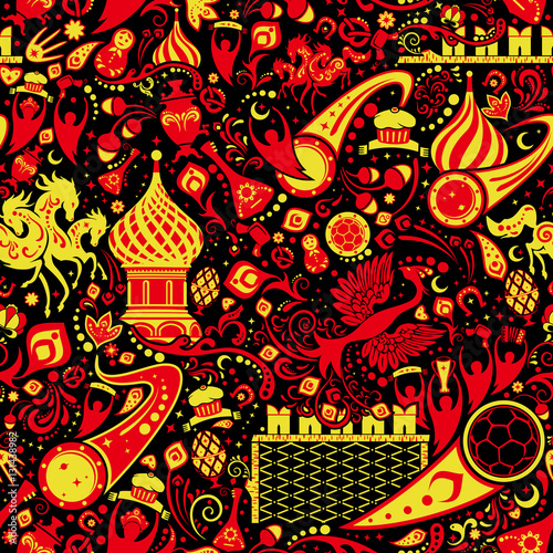 Russian hohloma seamless pattern, vector illustration