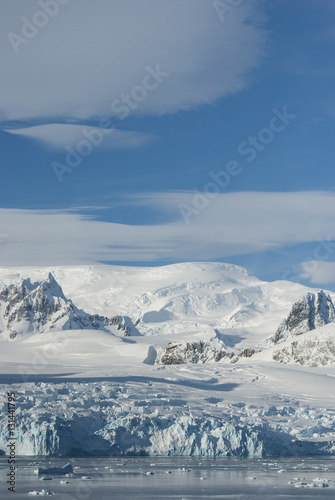 glaciers and mountains on the coast of the Antarctic Peninsula,
