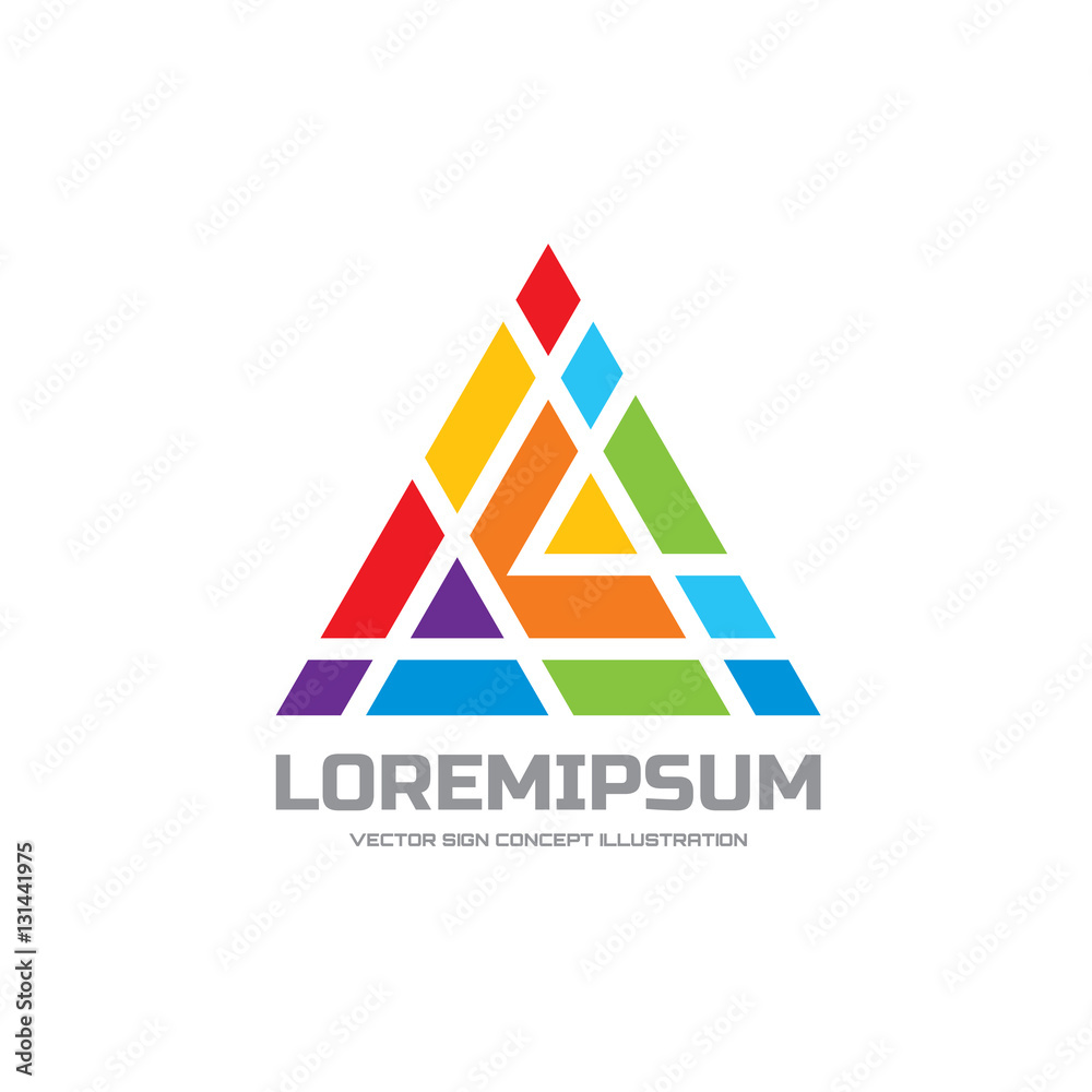Abstract triangle - vector logo template concept illustration for corporate identity. Pyramid sign. Colored shapes structure. Design element. Abstract triangle - vector logo template concept illustration for corporate identity. Pyramid sign. Colored shapes structure. Design element.