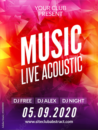 Live music acoustic poster design temple. Live show modern party dj invitation flyer