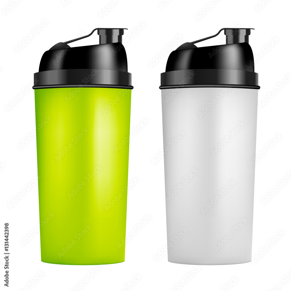 Vecteur Stock Protein shaker design template. Two colors sport bottles.  Shaker bottle for gym bodybuilding | Adobe Stock