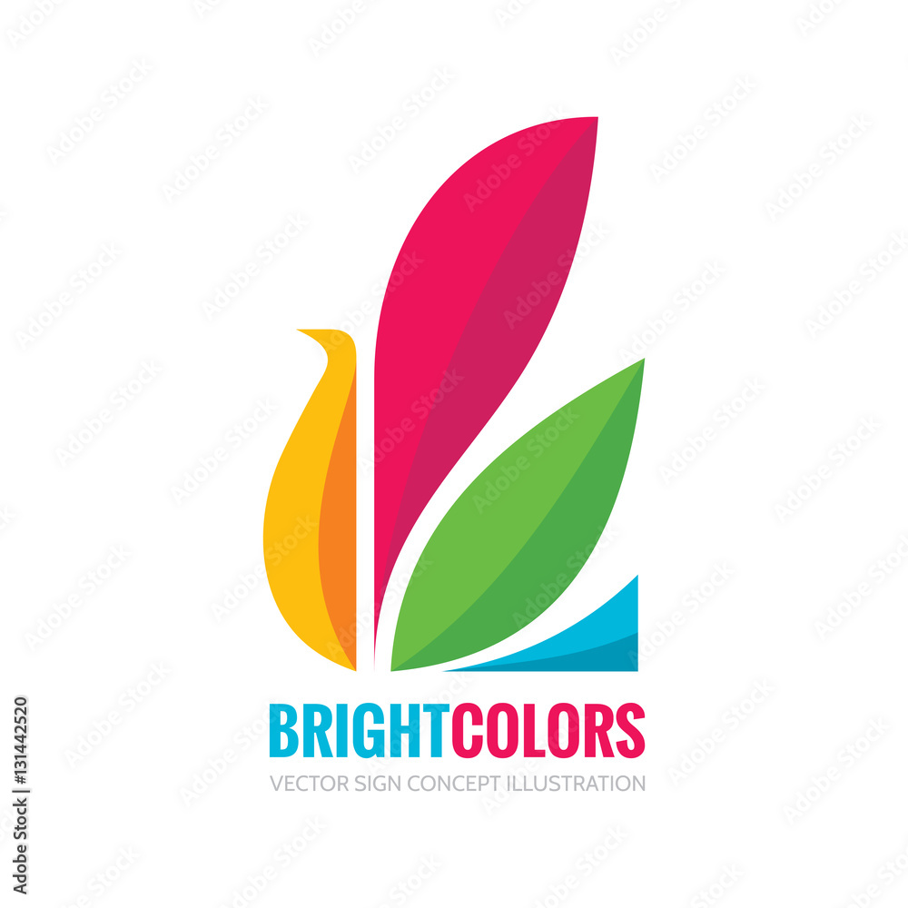 Bright colors - vector logo template concept illustration in flat style design. Bird abstract creative sign. Beautiful nature. Design element.