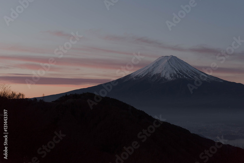 富士山 朝焼け 御坂峠 富嶽三十六景