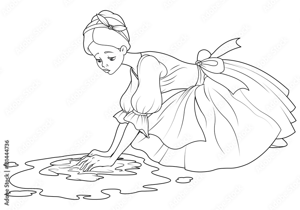 Sad Cinderella Wash the Floor ilustración de Stock Adobe Stock