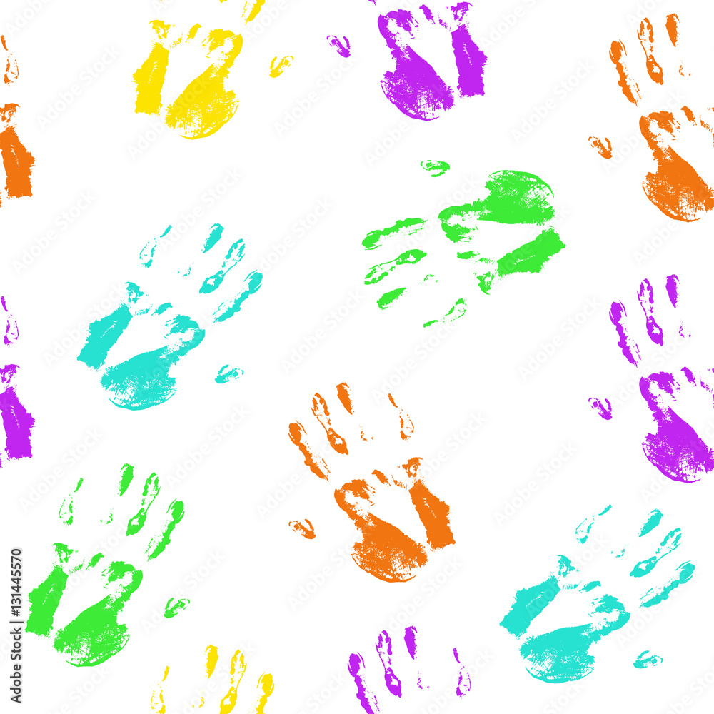 Seamless pattern colorful hand prints Seamless pattern colorful hand prints