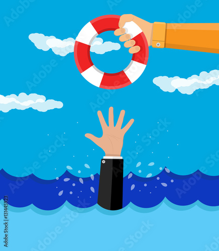 drowning businessman gets a lifebuoy
