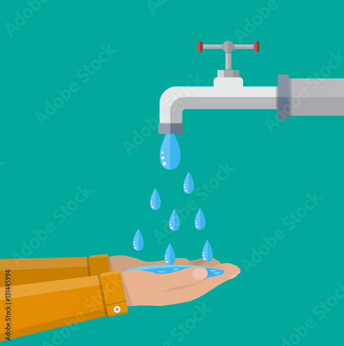Hands under falling water out of tap