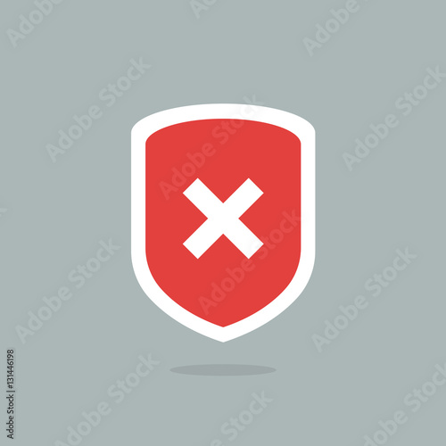 Shield with X mark icon vector
