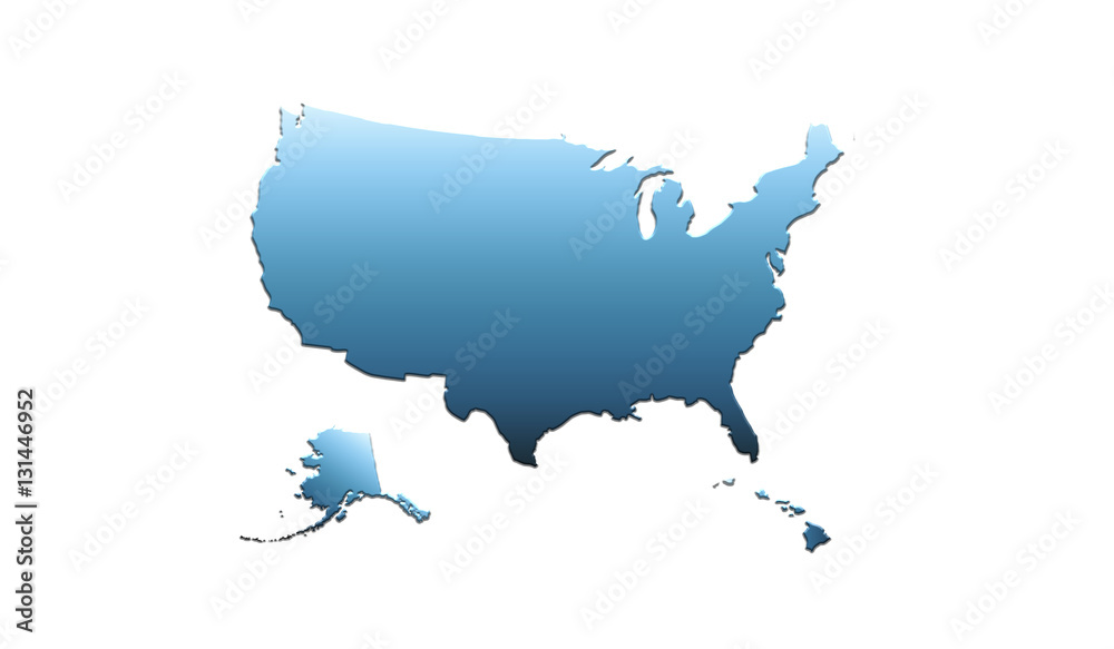 Fototapeta premium US Map with blue color and emboss