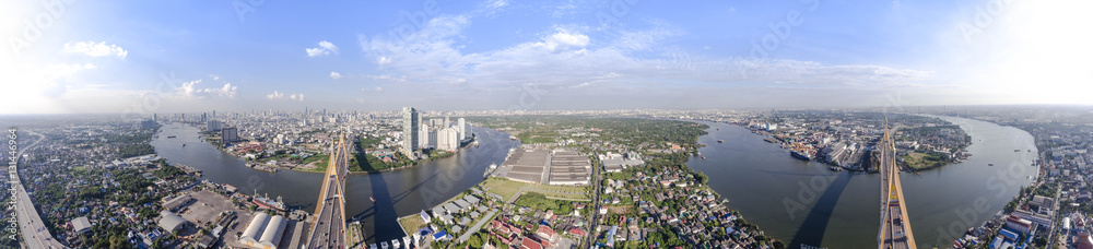 Panorama aerial view of urban city scape