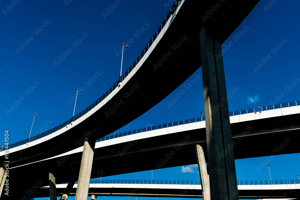 Silhouette of highway ramps on a sunny day Silhouette of highway ramps on a sunny day