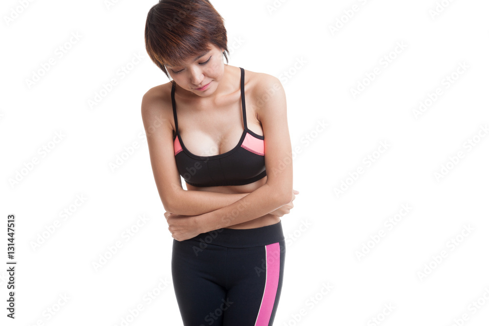 Asian healthy girl got stomachache. Asian healthy girl got stomachache.