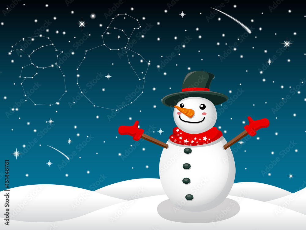 Snowman Background christmas in sky full of stars