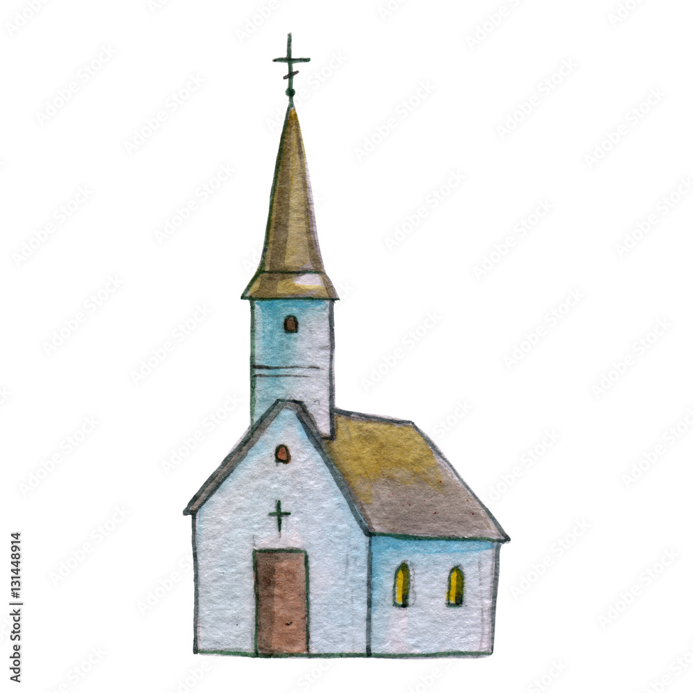 Catholic church Kirk Hand drawn image
