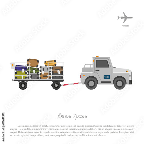 In an Aeroport. Cargo car for transporting luggage. The vehicle