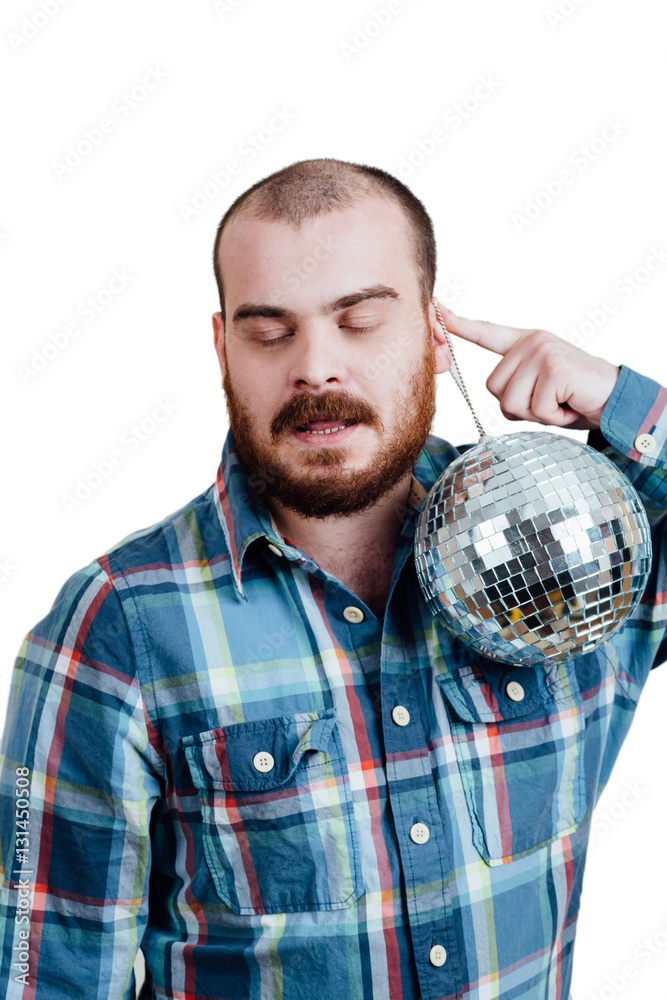 Portrait of a red-bearded, balding male brutal. White isolated b Stock ...