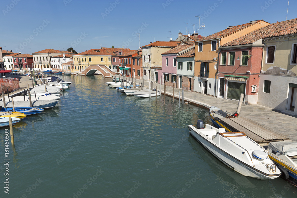 Murano cityscape with canal di San Donato, Venice, Italy.