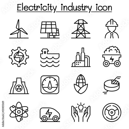 Electricity & Power industry icon in thin line style