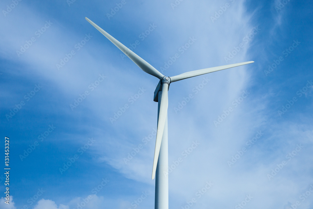Wind turbines generating electricity on the blue skie Wind turbines generating electricity on the blue skie