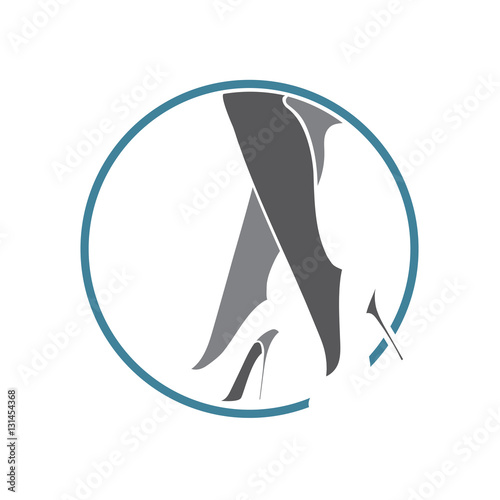 
vector illustration  depicting two female shoes on foot  in black color  on a white background