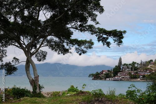 Lake Toba, View to Tuk-Tuk from Samosir Island, North Sumatra, Indonesia photo