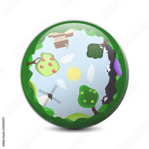 Little planet 360 panorama concept. Summer landscape.
