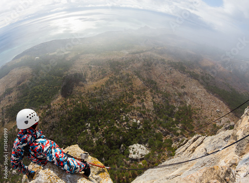 Ropejumping from Shaan Kaya, extreme activity, Crimea photo