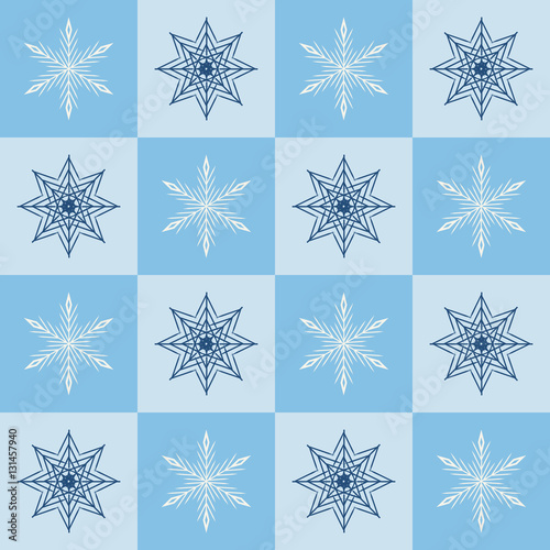 Snowflake pattern. Seamless vector checkered winter background
