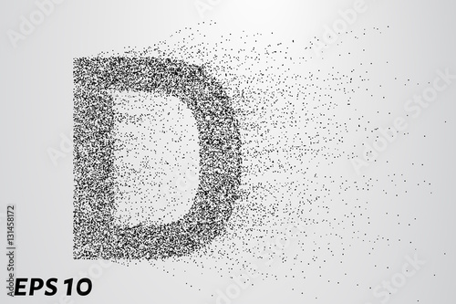 Letter D from the particles. The letter D consists of circles and points. Vector illustration