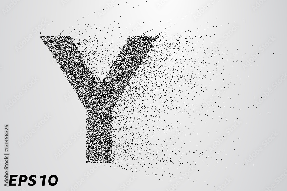 Letter Y from the particles. The letter Y consists of circles and