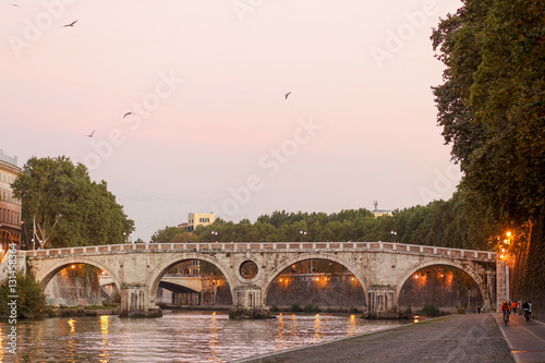 Canvas Print Old bridge in Rome, Italy