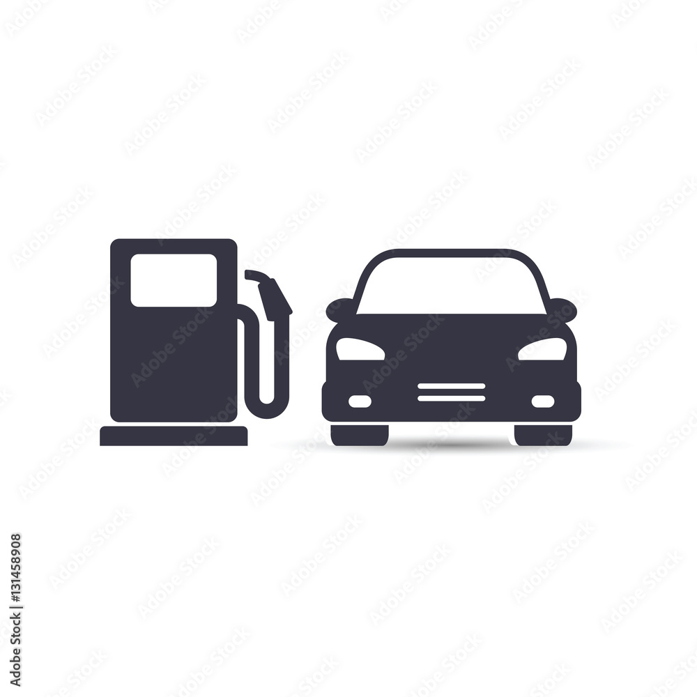 Car on gas station, vector simple illustration. Car on gas station, vector simple illustration.
