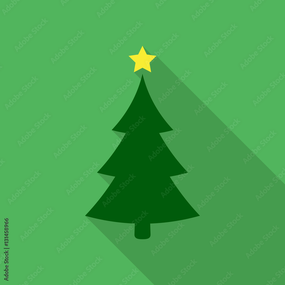 Christmas tree flat icon, vector simple design with long shadow. Green symbol of fir-tree. Christmas tree flat icon, vector simple design with long shadow. Green symbol of fir-tree.